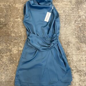 Elegant Blue Satin Dress